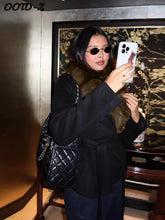 Load image into Gallery viewer, Elegant Faux Fur Lace Up Woolen Coat Women Shawl Collar Belted Waist Full Sleeve Coats Female Autumn Winter Fashion Lady Outwear
