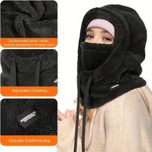 Load image into Gallery viewer, Women&#39;s Plush Winter Balaclava Hat,  Adjustable Drawstring, Suitable for winter skiing, cycling and outdoor sports
