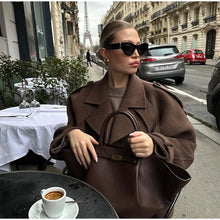 Load image into Gallery viewer, Elegant Shawl Collar Lace Up Long Woolen Coat Women Full Sleeve Belt Lapel Thick Overcoat 2025 Autumn Winter Lady Chic Outwear
