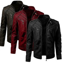 Load image into Gallery viewer, Men Faux Leather Jacket Motorcycle 5Xl Men Jackets Black Jaqueta De Couro Masculina Outwear Male Slim Fit Pu Leather Coats Man
