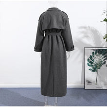 Load image into Gallery viewer, Elegant Shawl Collar Lace Up Long Woolen Coat Women Full Sleeve Belt Lapel Thick Overcoat 2025 Autumn Winter Lady Chic Outwear
