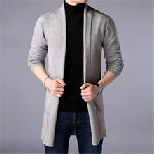 Load image into Gallery viewer, Sweater Coats Men New Fashion 2025 Autumn Men&#39;s Slim Long Solid Color Knitted Jacket Fashion Men&#39;s Casual Sweater Cardigan Coats
