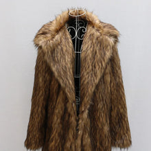 Load image into Gallery viewer, Men Faux Fur Long Coats Jackets Turn Down Collar Coat Thick Full Sleeve Casual Streetwear Jacket Work Outerwear Autumn Winter
