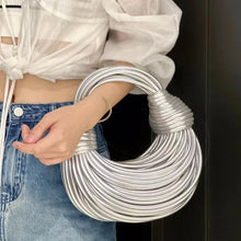 Load image into Gallery viewer, Handbags for Women 2025 New Gold Luxury Designer Brand Handwoven Noodle Bags Rope Knotted Pulled Hobo Silver Evening Clutch Chic
