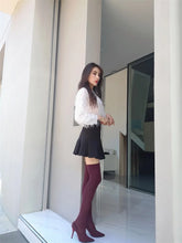 Load image into Gallery viewer, High-heeled knee high boots for women sexy knitted stockings elastic long boots
