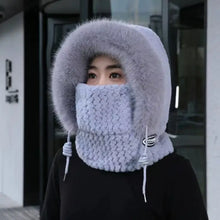 Load image into Gallery viewer, Winter Women&#39;s Thermal Plush Hat Hood Scarf and Mask Ear Protection Windproof Thick Design for Riding Outdoor
