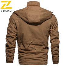 Load image into Gallery viewer, Mens Work Jackets 2025 Autumn Winter New Solid Color PlushThickened Outdoor Camping Hooded Fleece Coat Man Loose Fitting Jackets
