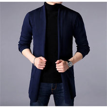 Load image into Gallery viewer, Sweater Coats Men New Fashion 2025 Autumn Men&#39;s Slim Long Solid Color Knitted Jacket Fashion Men&#39;s Casual Sweater Cardigan Coats
