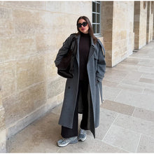 Load image into Gallery viewer, Elegant Shawl Collar Lace Up Long Woolen Coat Women Full Sleeve Belt Lapel Thick Overcoat 2025 Autumn Winter Lady Chic Outwear
