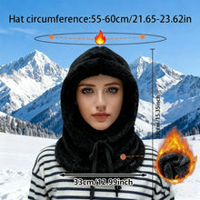 Load image into Gallery viewer, Women&#39;s Plush Winter Balaclava Hat,  Adjustable Drawstring, Suitable for winter skiing, cycling and outdoor sports
