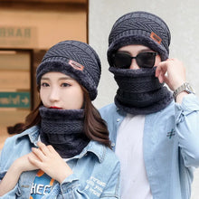 Load image into Gallery viewer, Winter Hats Knit Cap Men And Women Velvet Hat Coral Fleece Scarf Outdoor Riding Hat Warm Thickening Plus Velvet Neck Protect Cap
