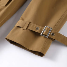 Load image into Gallery viewer, Elegant Double Belt Women Windbreaker Casual Khaki Long Sleeve Lapel Button Female Jacket 2025 Autumn Winter Lady Streetwear New
