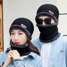 Load image into Gallery viewer, Winter Hats Knit Cap Men And Women Velvet Hat Coral Fleece Scarf Outdoor Riding Hat Warm Thickening Plus Velvet Neck Protect Cap

