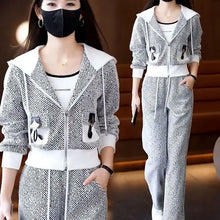 Load image into Gallery viewer, Casual sports suit for women 2025 hooded cardigan jacket for women two-piece set
