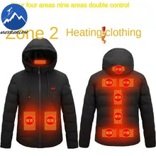 Load image into Gallery viewer, Winter Heating Jacket Mens 11 Heating Zone USB Charging Temperature Controlled Padded Coat Outdoor Ski Warm Cold-proof Parka
