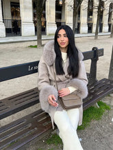 Load image into Gallery viewer, Fashion Hooded Women&#39;s Wollen Coat Fur Collar Lace Up Pocket Solid Warm Lady Coats 2025 Autumn Winter Elegant Female Streetwear
