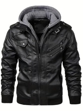 Load image into Gallery viewer, Motorcycle Leather Jackets  Coat Slim Fit Lapel
