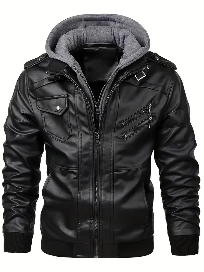 Motorcycle Leather Jackets  Coat Slim Fit Lapel