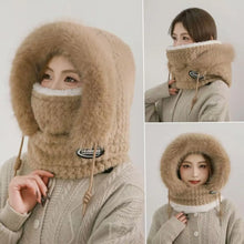 Load image into Gallery viewer, Winter Women&#39;s Thermal Plush Hat Hood Scarf and Mask Ear Protection Windproof Thick Design for Riding Outdoor
