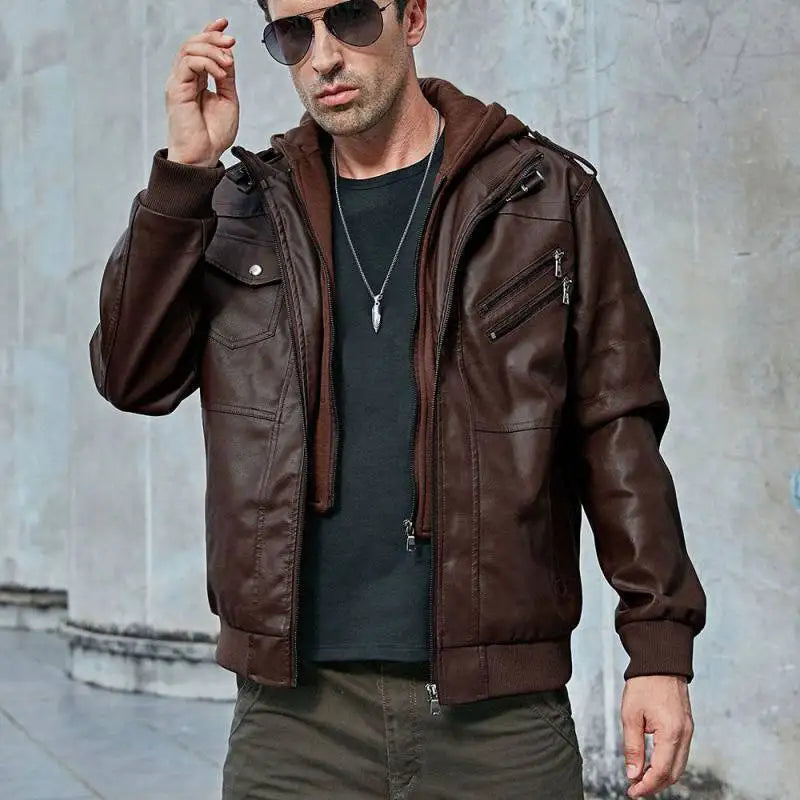 Men's Faux Leather Jackets for Men Autumn Winter Motorcycle PU Jacket Streetwear Outdoor Coats Loose Jacket