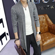 Load image into Gallery viewer, Sweater Coats Men New Fashion 2025 Autumn Men&#39;s Slim Long Solid Color Knitted Jacket Fashion Men&#39;s Casual Sweater Cardigan Coats
