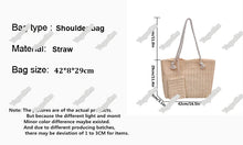 Load image into Gallery viewer, Designer Style Large Capacity Straw Tote Bag Summer Beach Bag Casual Bali Big Purse
