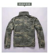 Load image into Gallery viewer, Men Camo Cargo Jacket Autumn Heavyweight Wash Cotton Windbreaker Jacket Military Camouflage Outdoor Sportswear Coat Multi Pocket
