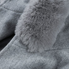 Load image into Gallery viewer, Fashion Hooded Women&#39;s Wollen Coat Fur Collar Lace Up Pocket Solid Warm Lady Coats 2025 Autumn Winter Elegant Female Streetwear
