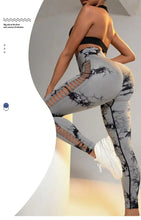 Load image into Gallery viewer, Women Tie Dye Hollow out High Waist Peach Hips Push Up Gym Tights Running Leggings
