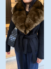 Load image into Gallery viewer, Elegant Faux Fur Lace Up Woolen Coat Women Shawl Collar Belted Waist Full Sleeve Coats Female Autumn Winter Fashion Lady Outwear
