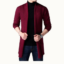 Load image into Gallery viewer, Sweater Coats Men New Fashion 2025 Autumn Men&#39;s Slim Long Solid Color Knitted Jacket Fashion Men&#39;s Casual Sweater Cardigan Coats
