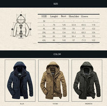 Load image into Gallery viewer, Outdoor Windbreaker Winter Jacket Men Thick Warm Mens Parkas Quality Cashmere Liner Detachable 2 in 1 Multi-pocket Coats L-4XL
