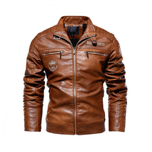 Load image into Gallery viewer, New Men&#39;s Faux Leather Winter Casual Motorcycle Slim PU Jacket Biker Faux Leather High Quality Fashion Warm Overcoat
