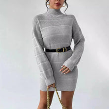 Load image into Gallery viewer, Women&#39;s Knitted Dress Turtleneck Mini Slim 2025 Winter Knitting Above Knee
