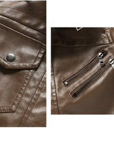 Load image into Gallery viewer, Motorcycle Leather Jackets  Coat Slim Fit Lapel
