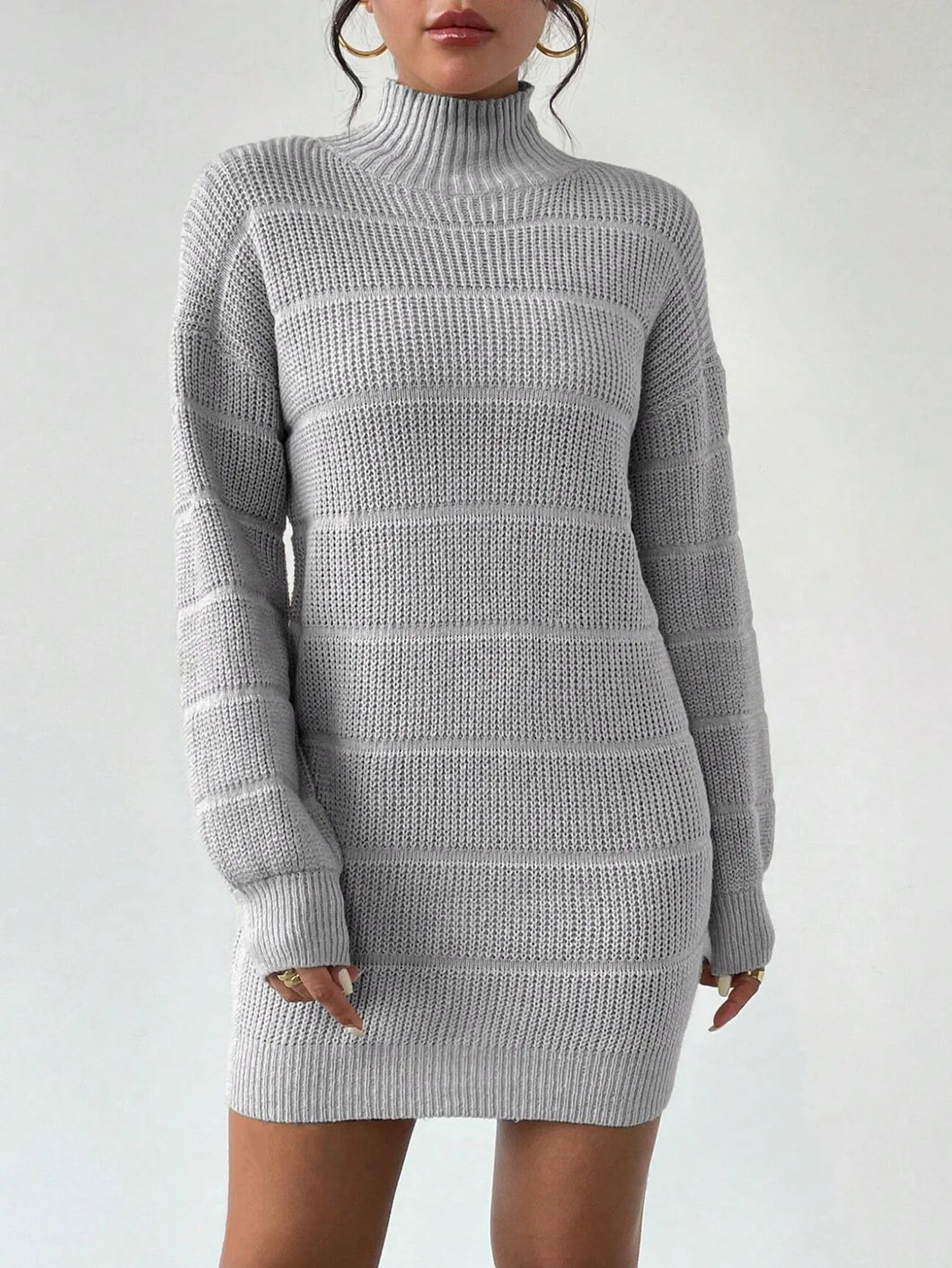 Women's Knitted Dress Turtleneck Mini Slim 2025 Winter Knitting Above Knee