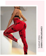 Load image into Gallery viewer, Women Tie Dye Hollow out High Waist Peach Hips Push Up Gym Tights Running Leggings
